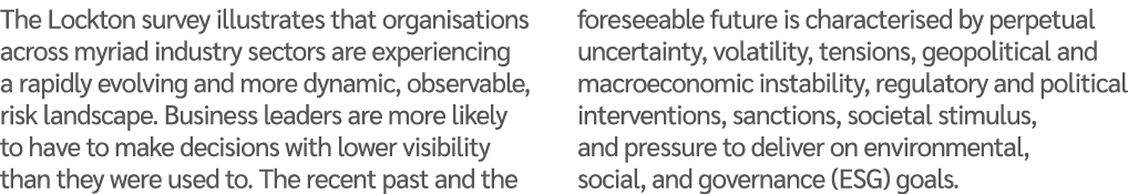 The Lockton survey illustrates that organisations across myriad industry sectors are experiencing a rapidly evolving ...